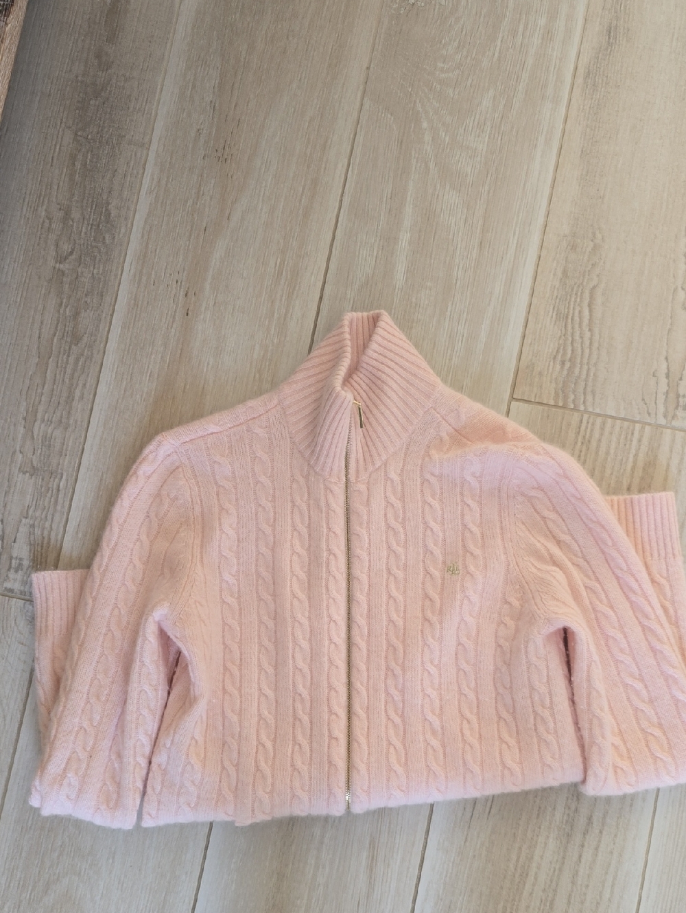 100 Percent Cashmere Ralph Lauren Cable-Knit Zip Front Women’s Sweater